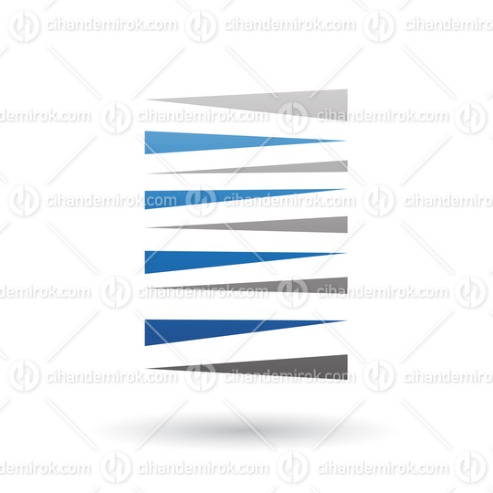 Grey and Blue Abstract Striped Icon with Spiky Triangle Shapes