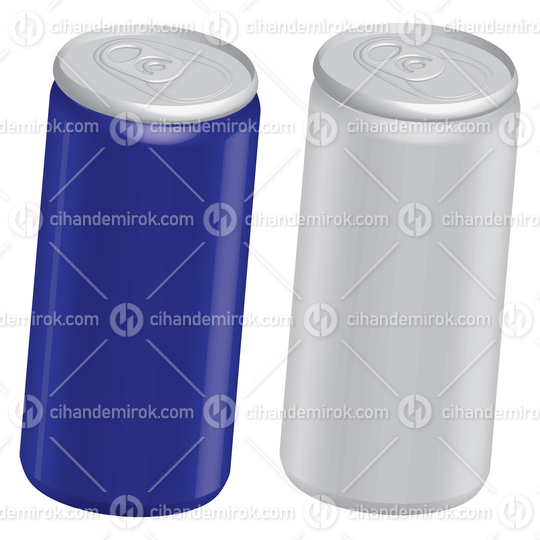 Grey and Blue Blank Beer Cans