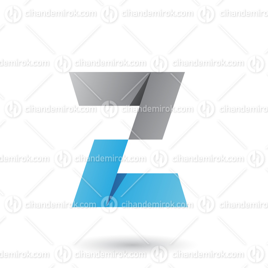 Grey and Blue Folded Paper Letter Z Vector Illustration