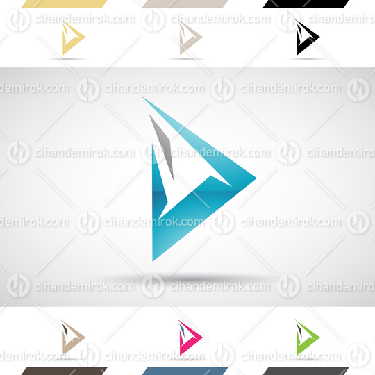 Grey and Blue Glossy Abstract Logo Icon of Triangular Letter D