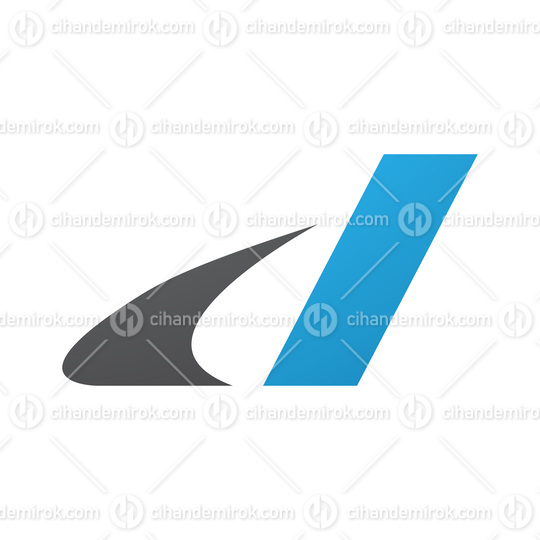 Grey and Blue Italic Swooshy Letter D Icon