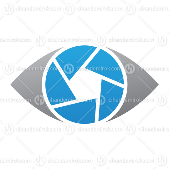 Grey and Blue Shutter Eye Logo Icon - Bundle No: 091