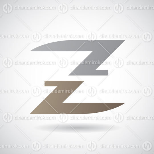 Grey and Brown Split Letter Z with a Shadow