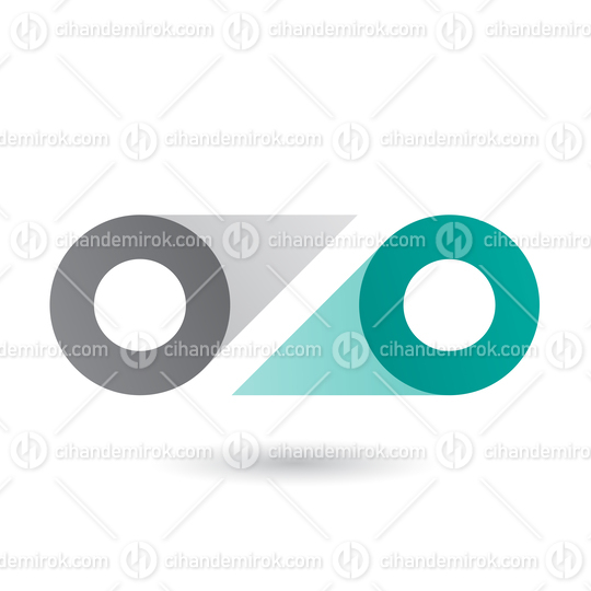 Grey and Green Double Letter O Vector Illustration