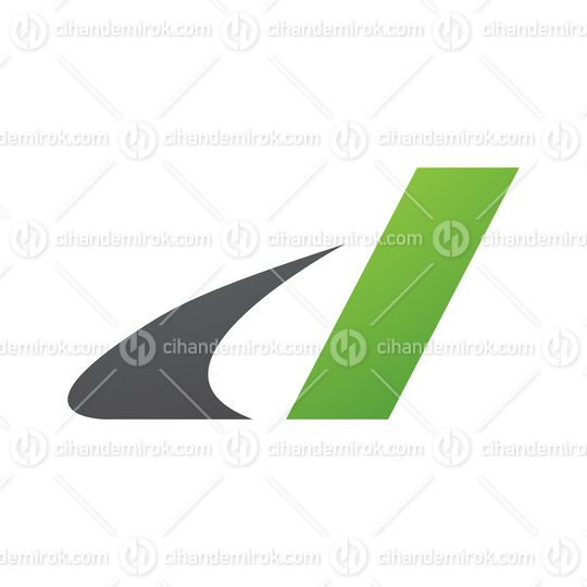 Grey and Green Italic Swooshy Letter D Icon