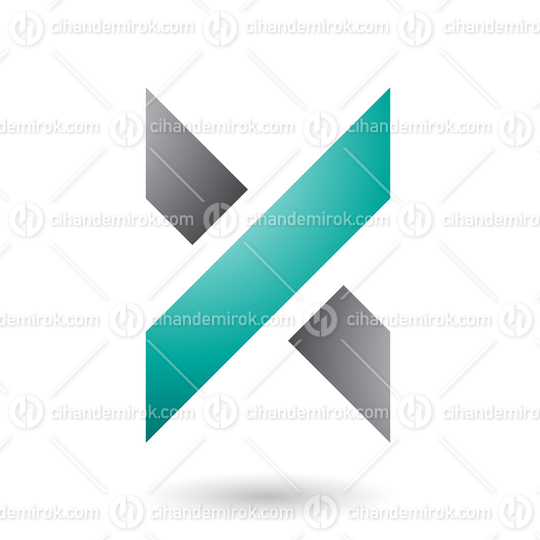 Grey and Green Thick Shaded Letter X Vector Illustration