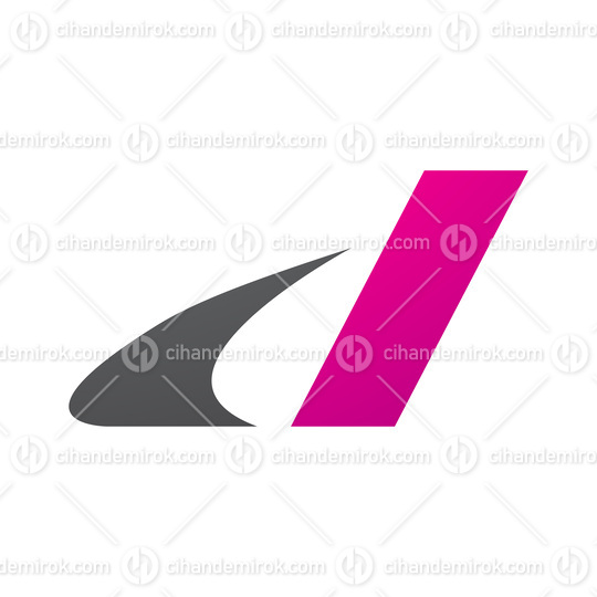 Grey and Magenta Italic Swooshy Letter D Icon