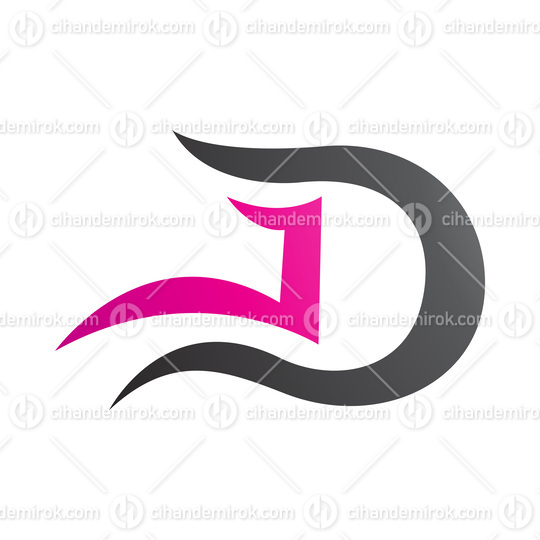 Grey and Magenta Letter D Icon with Wavy Curves