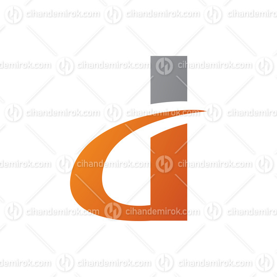 Grey and Orange Curvy Pointed Letter D Icon