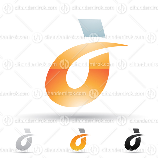 Grey and Orange Glossy Abstract Logo Icon of Round Spiky Letter D