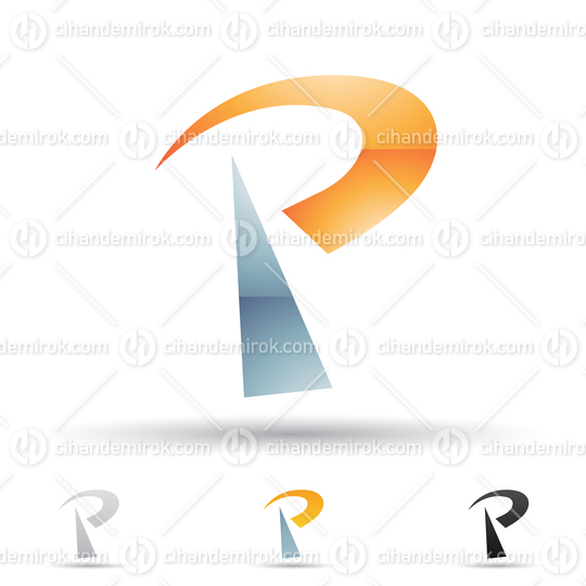 Grey and Orange Glossy Abstract Logo Icon of Round Spiky Letter P