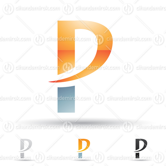 Grey and Orange Glossy Abstract Logo Icon of Sleek Spiky Letter P