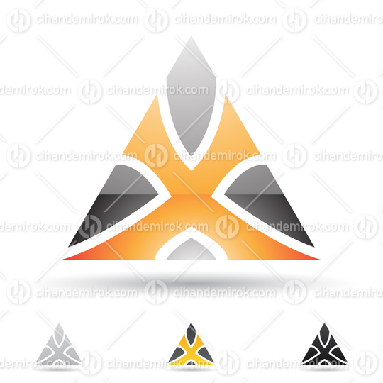 Grey and Orange Glossy Abstract Logo Icon of Triangular Letter X