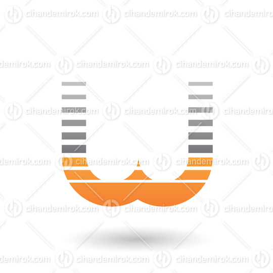 Grey and Orange Letter W Icon with Horizontal Stripes