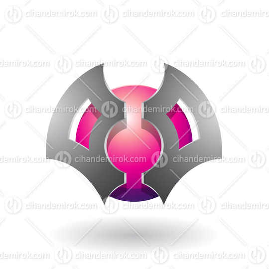 Grey and Pink Abstract Sphere with Futuristic Bat Shaped Blades