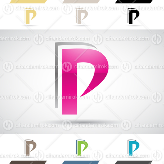 Grey and Pink Glossy Abstract Logo Icon of Round Spiky Letter P