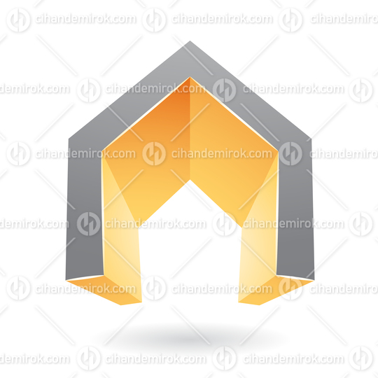 Grey and Yellow Abstract Door Shaped Icon for Letter A