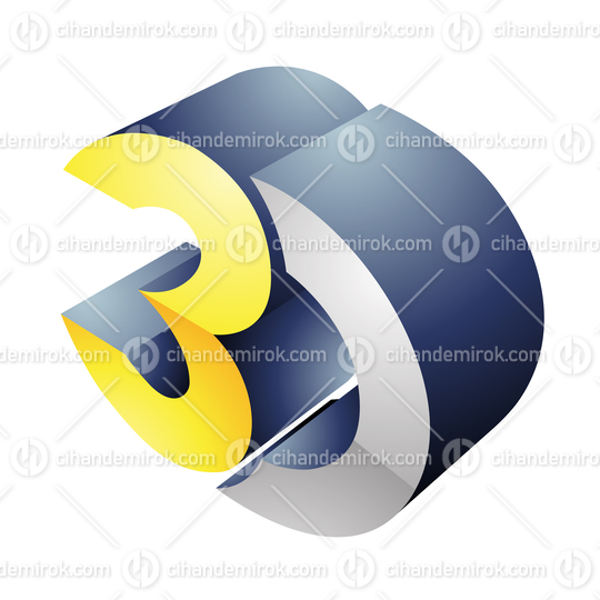 Grey and Yellow Round 3d Viewing Tech Symbol