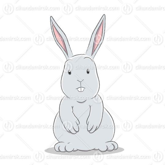 Grey Easter Bunny on a White Background Vector Illustration