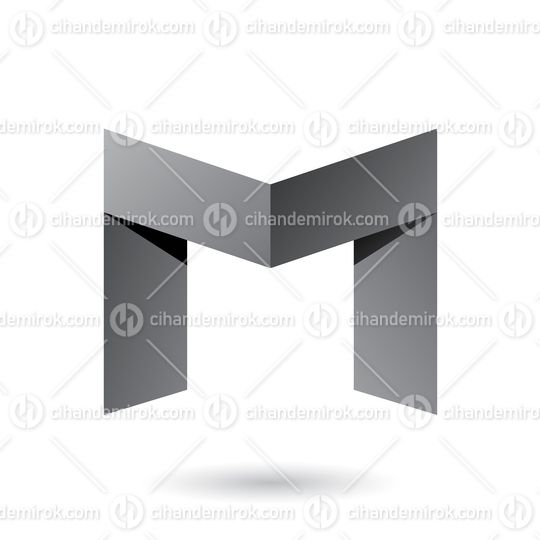 Grey Folded Paper Letter M Vector Illustration