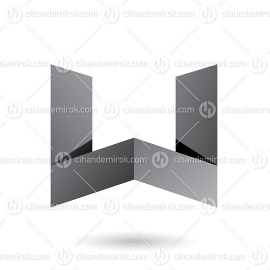 Grey Folded Paper Letter M Vector Illustration