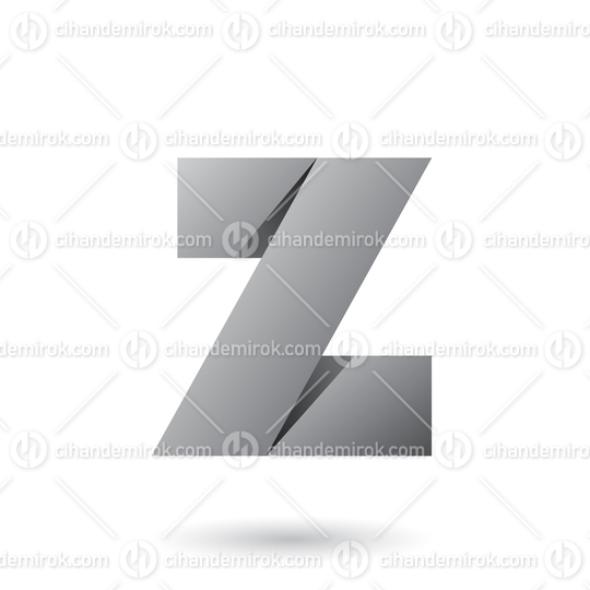 Grey Folded Paper Letter Z Vector Illustration