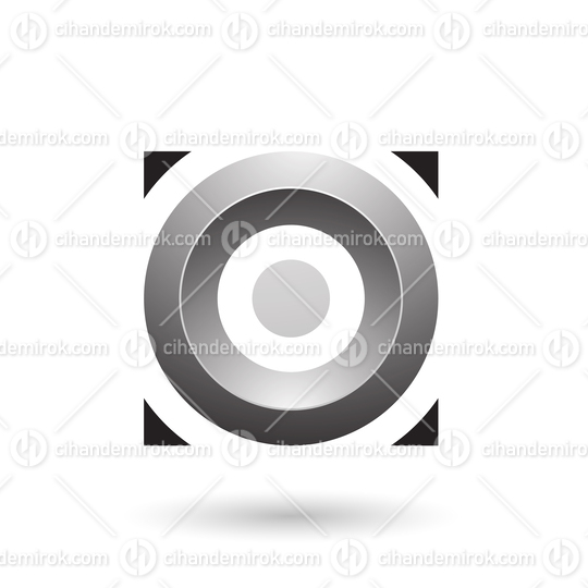 Grey Glossy Circle in a Square Vector Illustration
