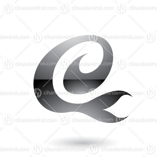 Grey Glossy Curvy Fun Letter E Vector Illustration
