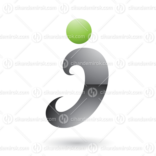 Grey Glossy Curvy Fun Letter I Vector Illustration