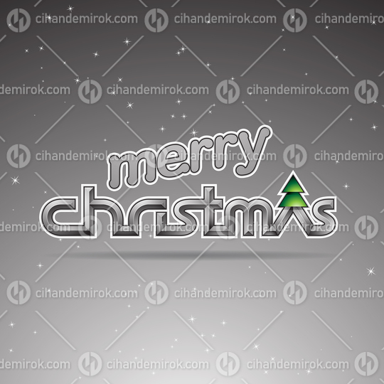 Grey Glossy Merry Christmas Text Design Vector Illustration