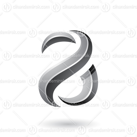 Grey Glossy Snake Shaped Letter A Vector Illustration
