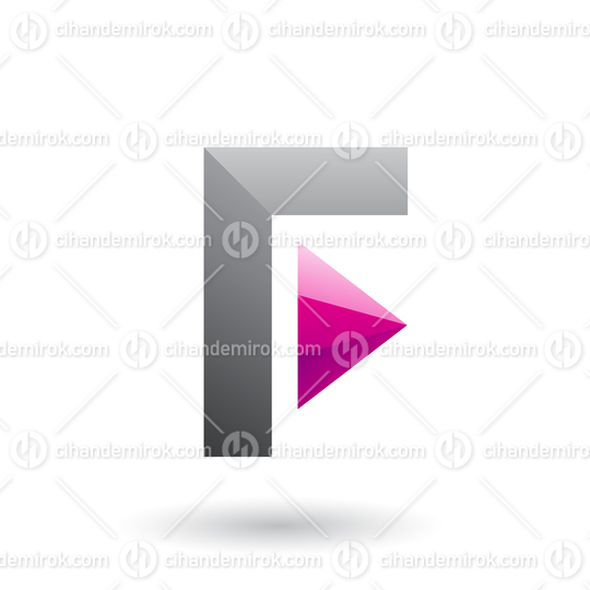 Grey Icon of Letter F with a Triangle Vector Illustration