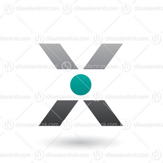 Grey Icon of Letter X with a Circle Vector Illustration