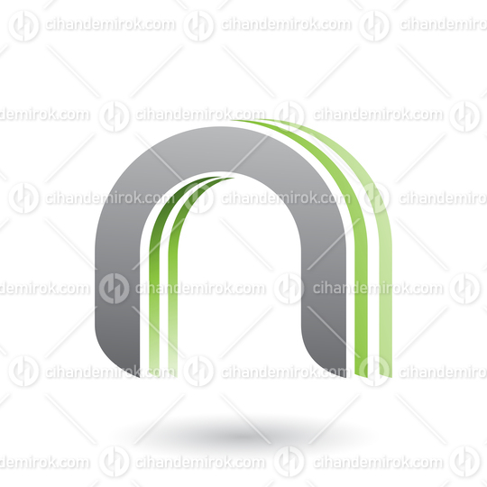 Grey Layered Icon for Letter N Vector Illustration