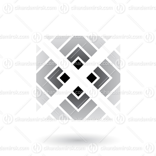 Grey Letter X Icon with Square and Triangles Vector Illustration
