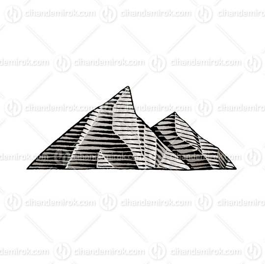 Grey Mountains, Scratchboard Engraved Vector