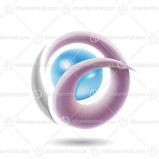 Grey Purple and Blue Shiny Round Icon for Letters A O or Q