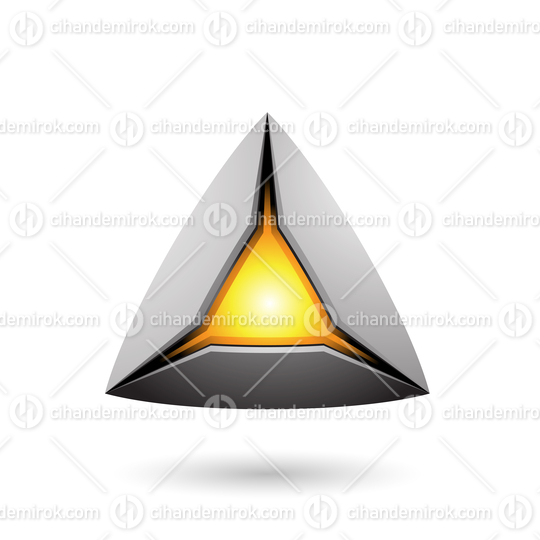 Grey Pyramid with a Glowing Core Vector Illustration