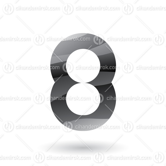 Grey Round Icon for Number 8 Vector Illustration