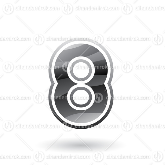 Grey Round Striped Icon for Number 8 Vector Illustration