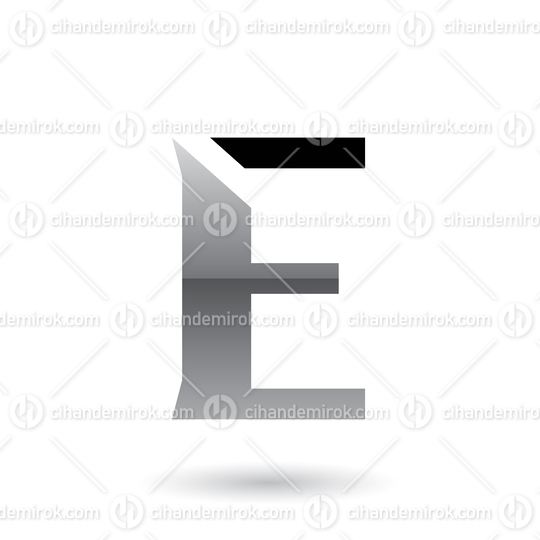 Grey Sliced Letter E Vector Illustration