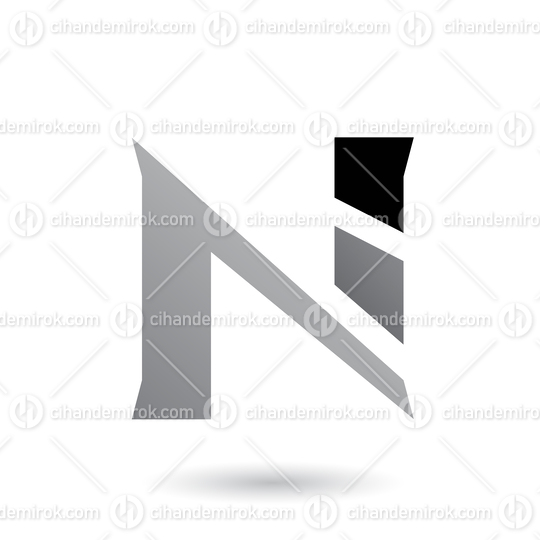 Grey Sliced Letter N Vector Illustration