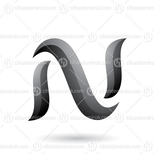 Grey Snake Shaped Letter N Vector Illustration