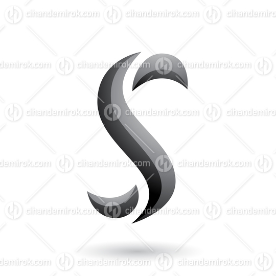 Grey Snake Shaped Letter S Vector Illustration