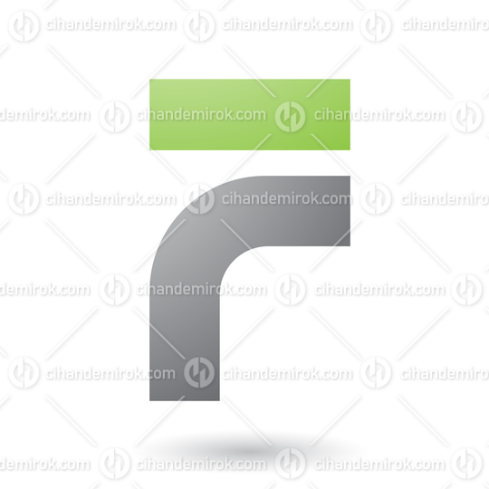 Grey Thick and Bowed Letter F Vector Illustration