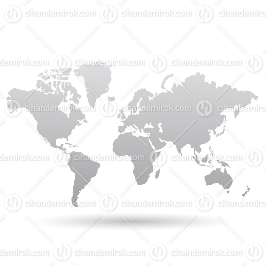 Grey World Map Outlines with a Shadow