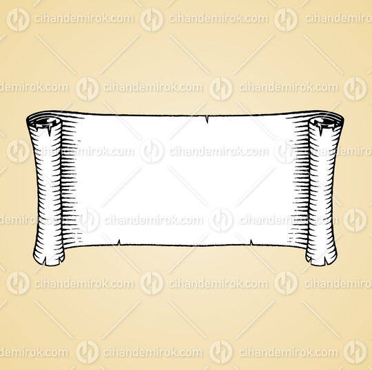 Horizontal Old Banner, Black and White Scratchboard Engraved Vector