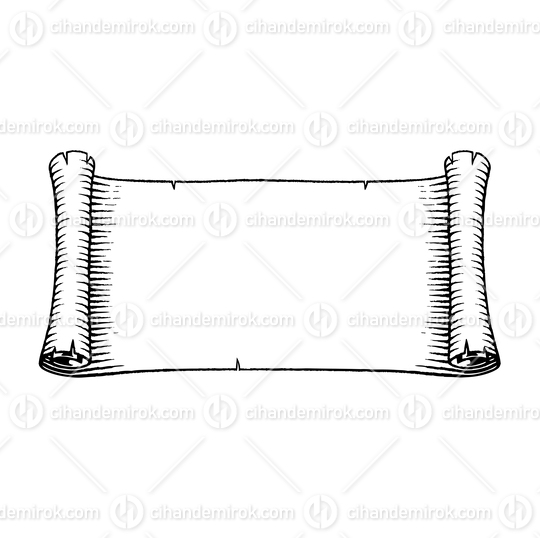 Horizontal Old Wide Banner, Scratchboard Engraved Vector