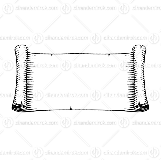 Horizontal Old Wide Banner, Scratchboard Engraved Vector