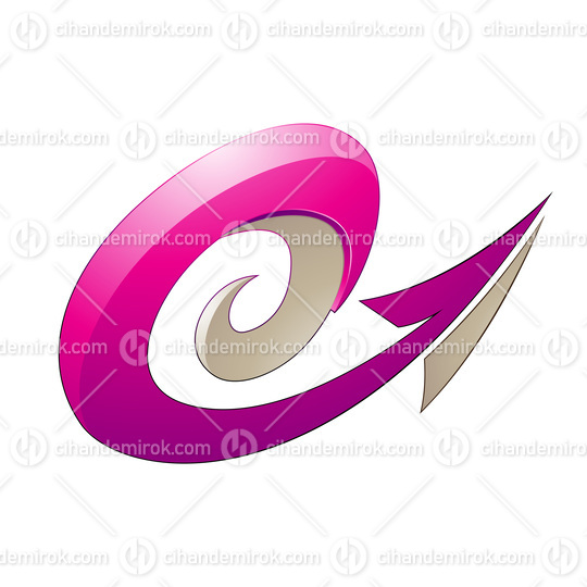 Hurricane Shaped Embossed Arrow in Magenta and Beige Colors